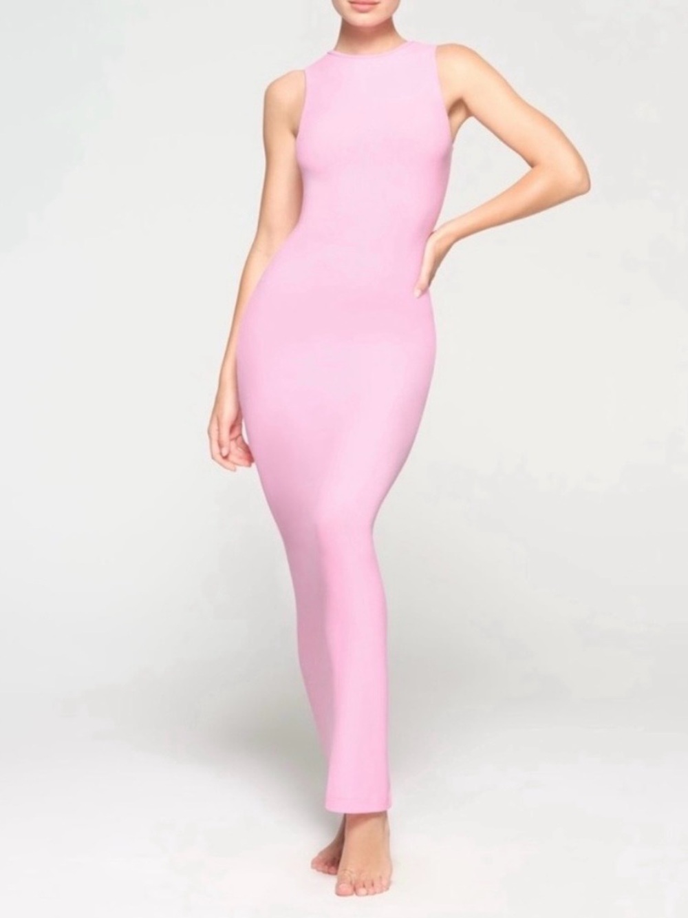 SKIMS Soft Lounge Ribbed Sleeveless Dress Cotton Candy Pink- Size Small - Picture 3 of 10